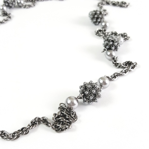 Silver and White Pearl Statement Necklace, NWOT - Picture 5 of 8